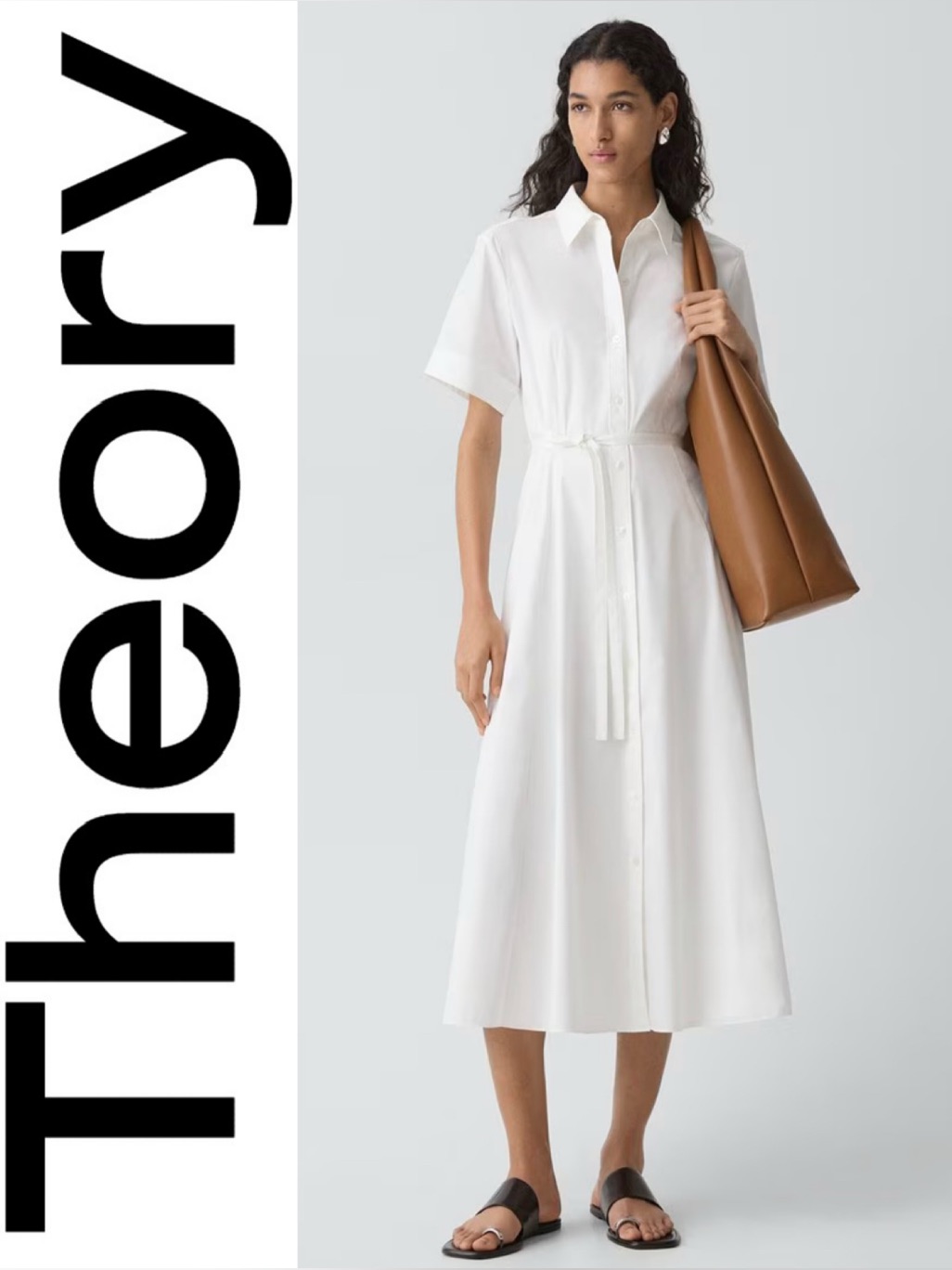 Theory Belted Shirt Dress In Good Poplin